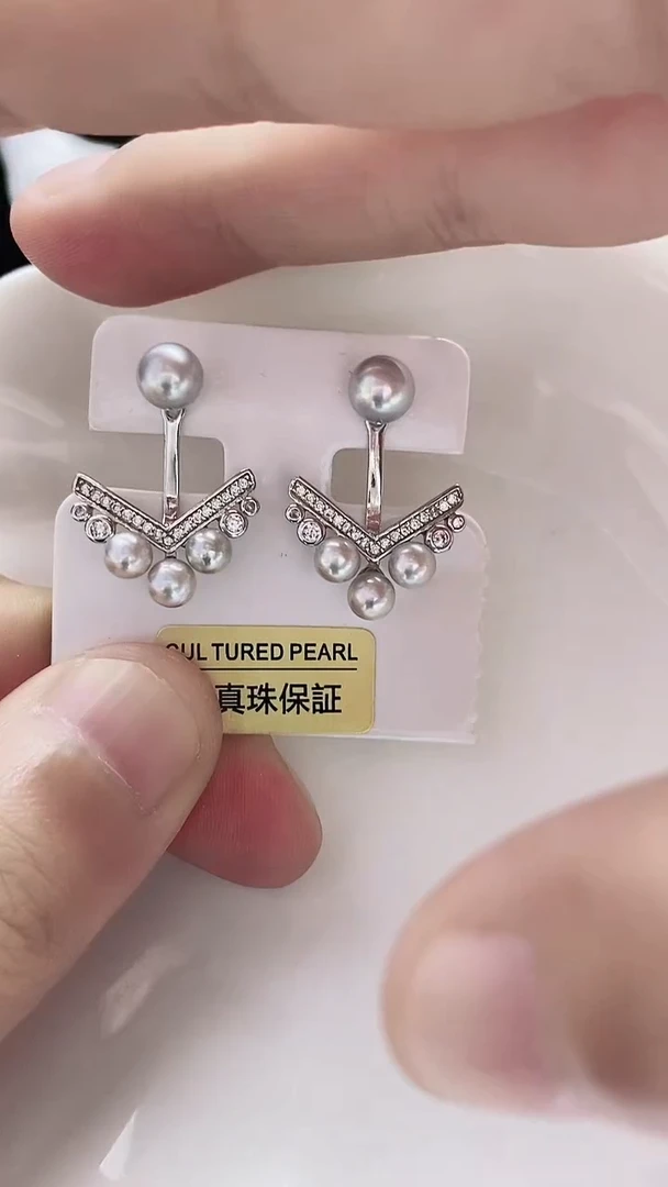 银S925镶嵌耳饰海水珍珠海水真多麻珍珠耳饰