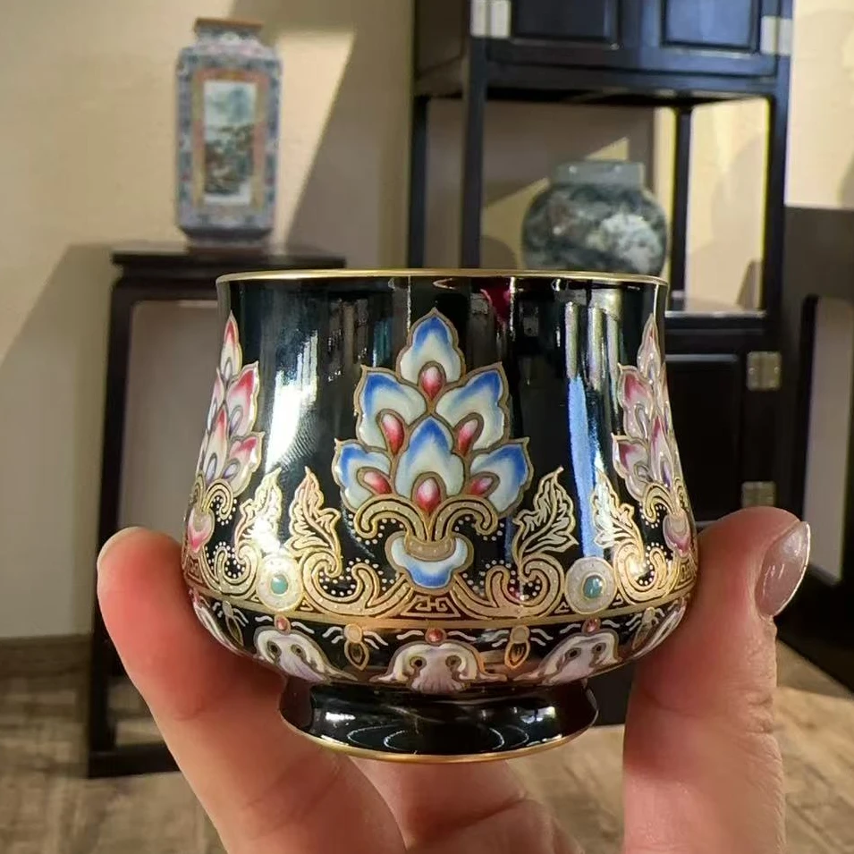 【珽珽溯源】溢珍堂 西番莲彩料小高足杯 瓷器茶周边