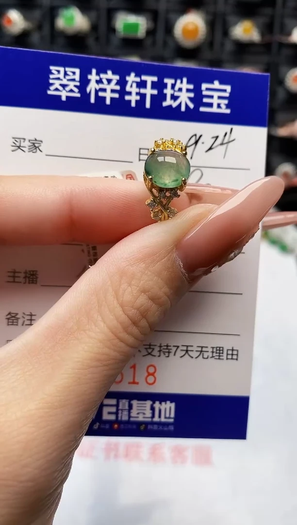 银S925镶嵌戒指翡翠9518