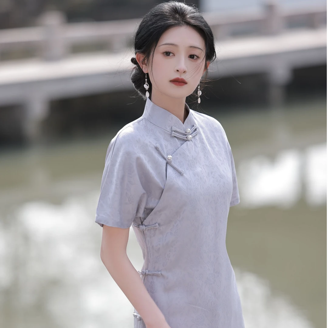 《绿荫青芸》2025新款日常气质复古全开襟旗袍旗袍