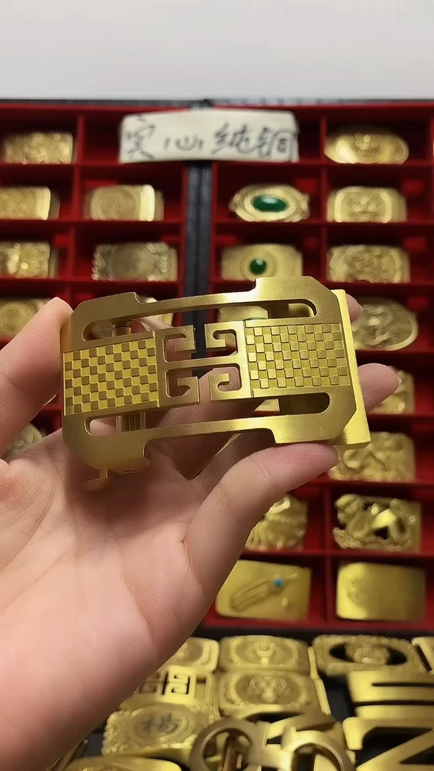 纯铜腰带扣头4.0宽无牙自动扣