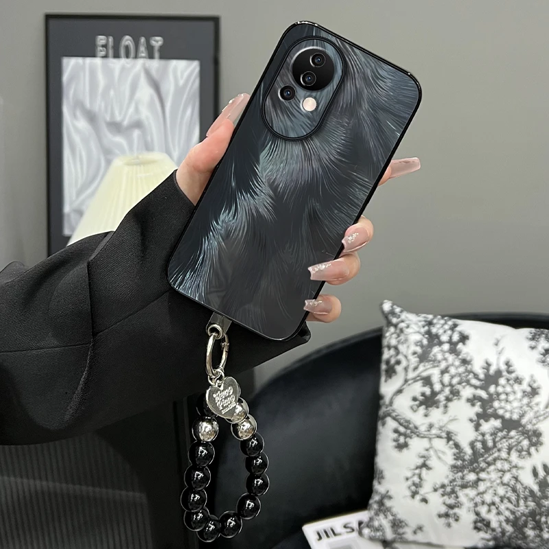 适用【华为nova12pro】钛灰电镀流光羽纱ins风网红创意时尚手机壳女