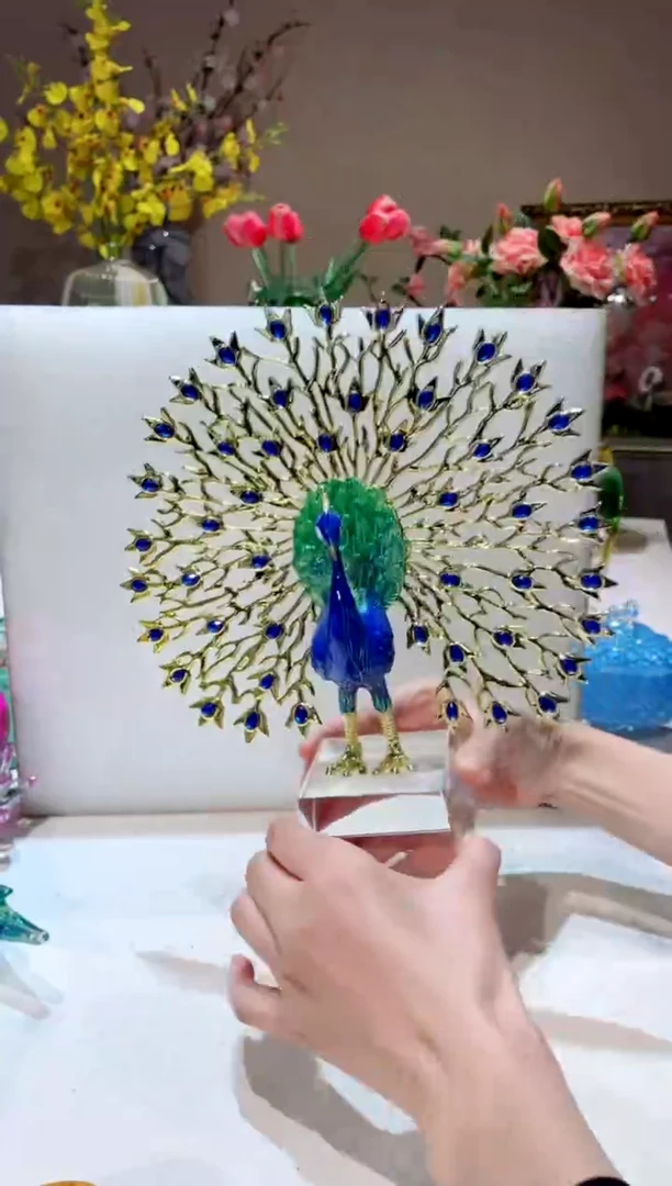 【闪购商品】琉璃手工艺品孔雀摆件