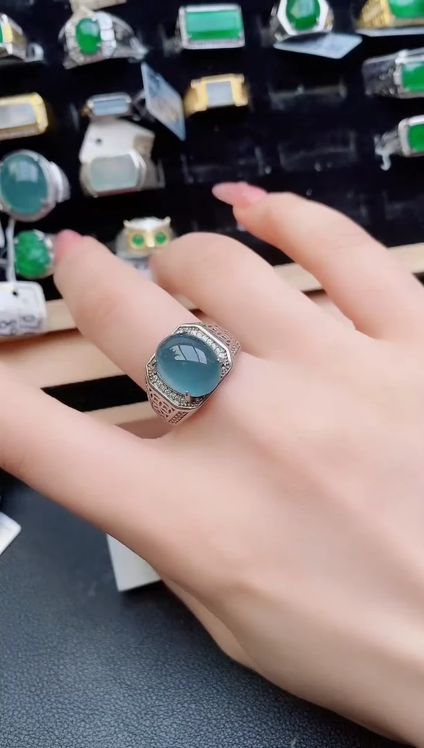 翡翠戒指银S925镶嵌1212121