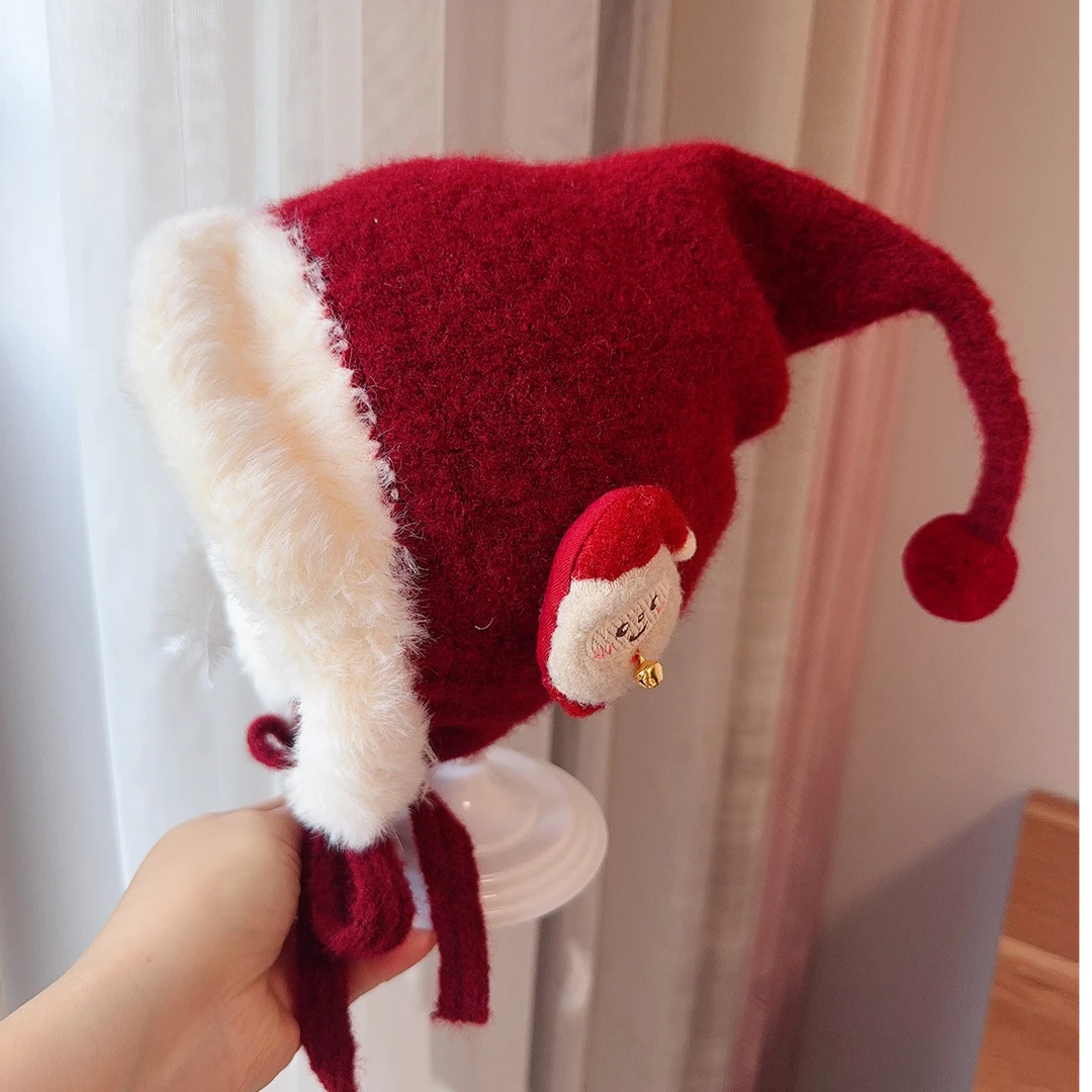 圣诞帽冬天儿童红色平安男童女宝宝护耳保暖春节过年小红帽洋气潮