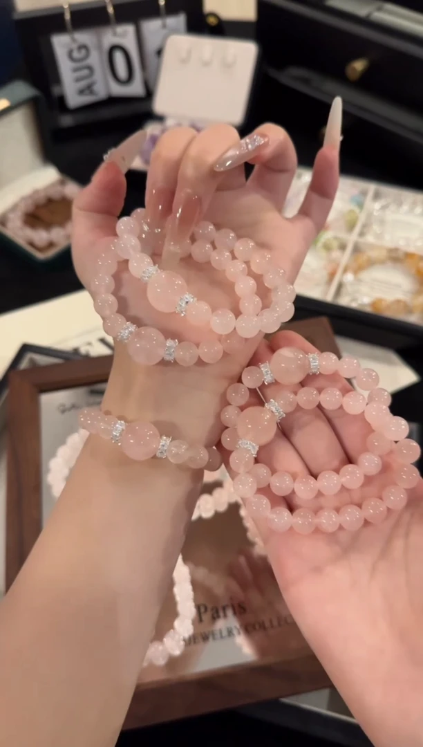 水晶手链合金粉水晶x2179