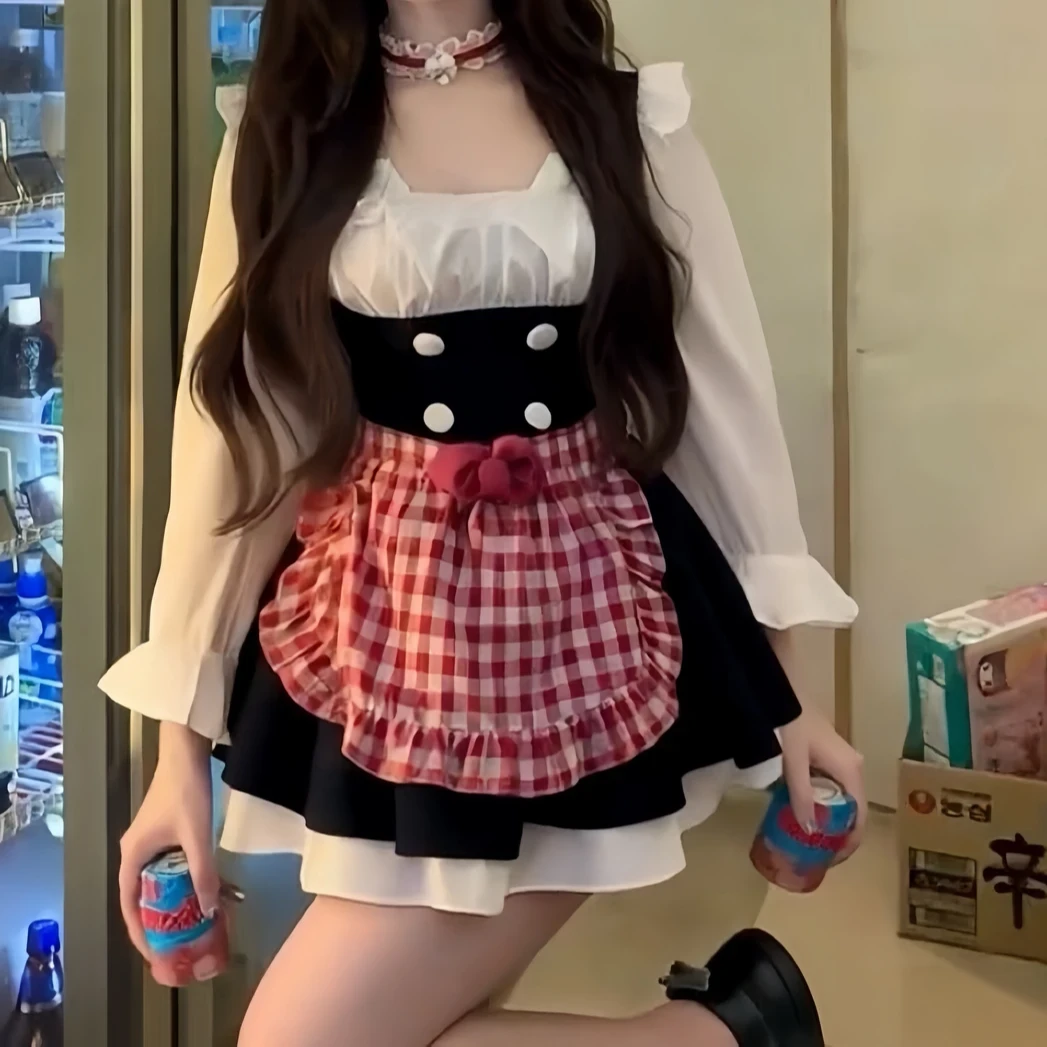 溪溪靓衫秋季新款纯欲风甜美女仆风学院设计感日系收腰显瘦连衣裙