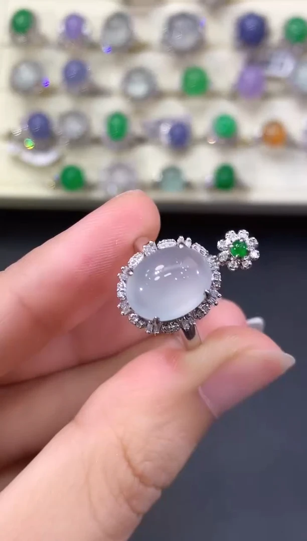 翡翠戒指18K金镶嵌B87