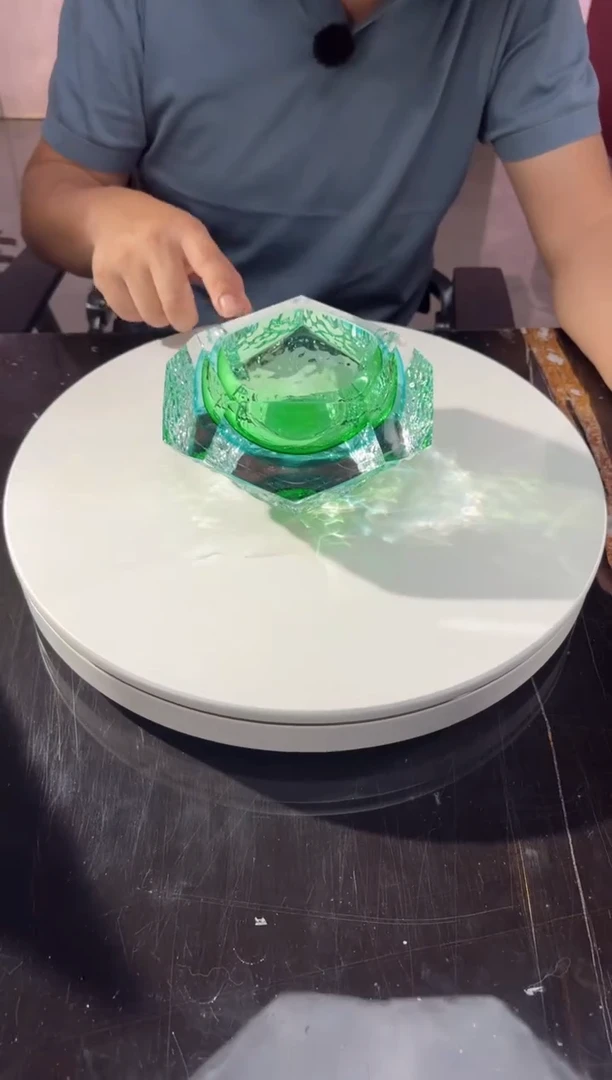 摆件CS0104012祖母绿天青色肌理纹艺术烟灰缸
