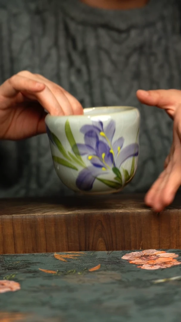 杯釉下彩手工手绘同款陶器
