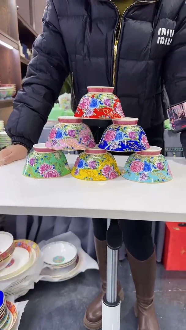 【闪购商品】瓷片景德镇花口饭碗混色6个秦坊