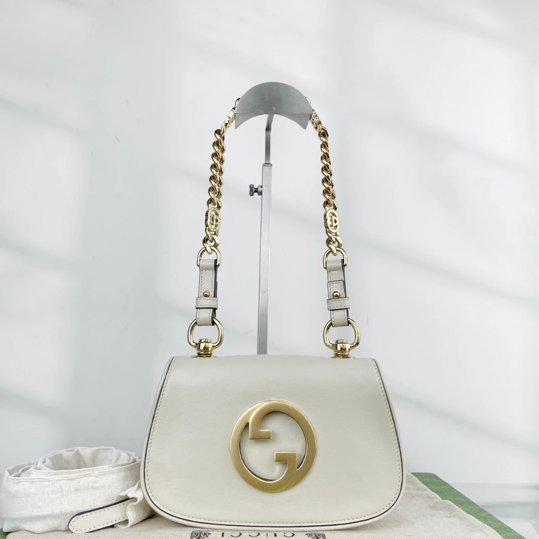 95新 GUCCI/古驰 Blondie白色单肩腋下包 C920980 5541