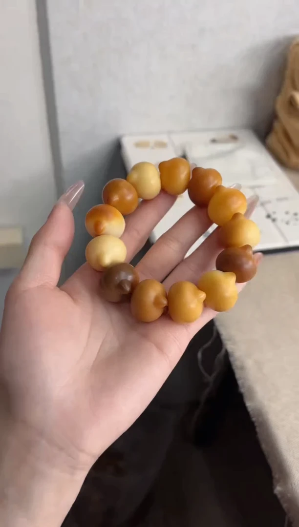 【闪购商品】菩提根/象牙果手串干磨猫猫头21mm瑕疵不补W32