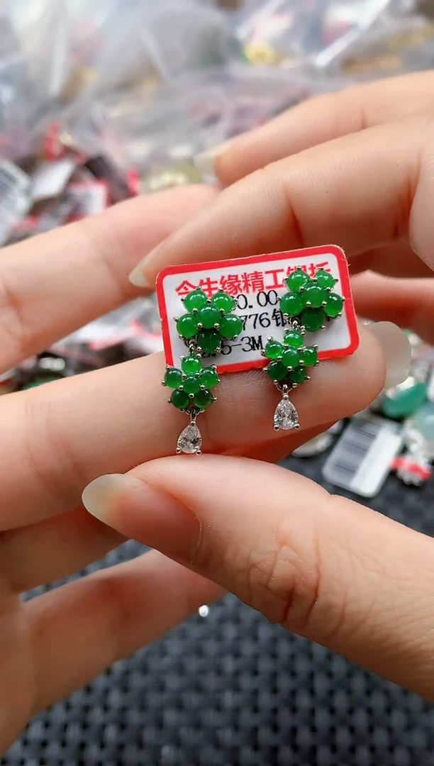 银S925镶嵌戒指翡翠天然A货缅甸翡翠