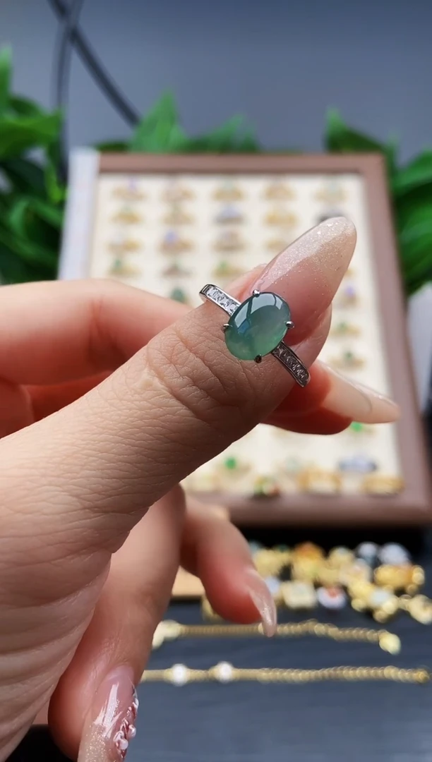 银S925镶嵌戒指翡翠12