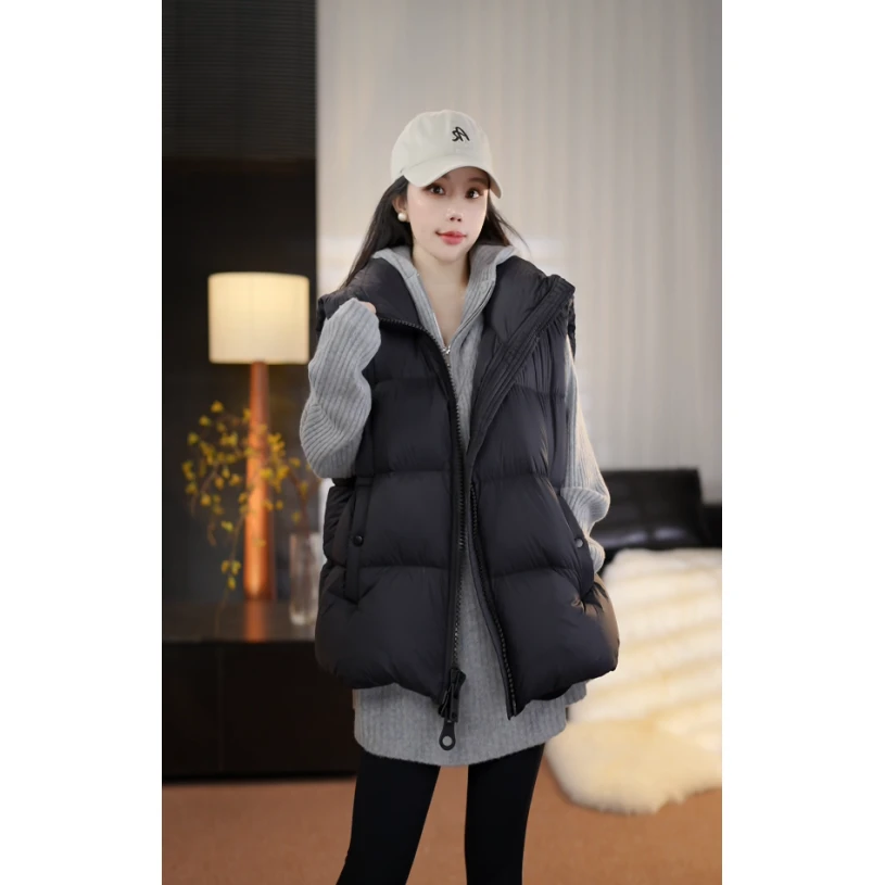 25冬立领90白鹅绒宽松蓬松加厚云朵泡芙puff羽绒马甲女