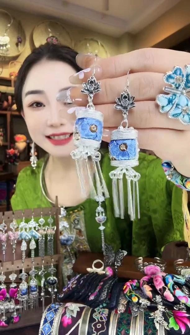 刺绣非遗刺绣民族风耳环