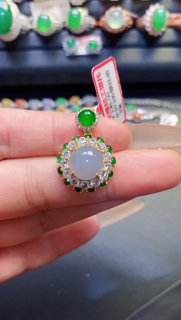 银S925镶嵌戒指翡翠天然