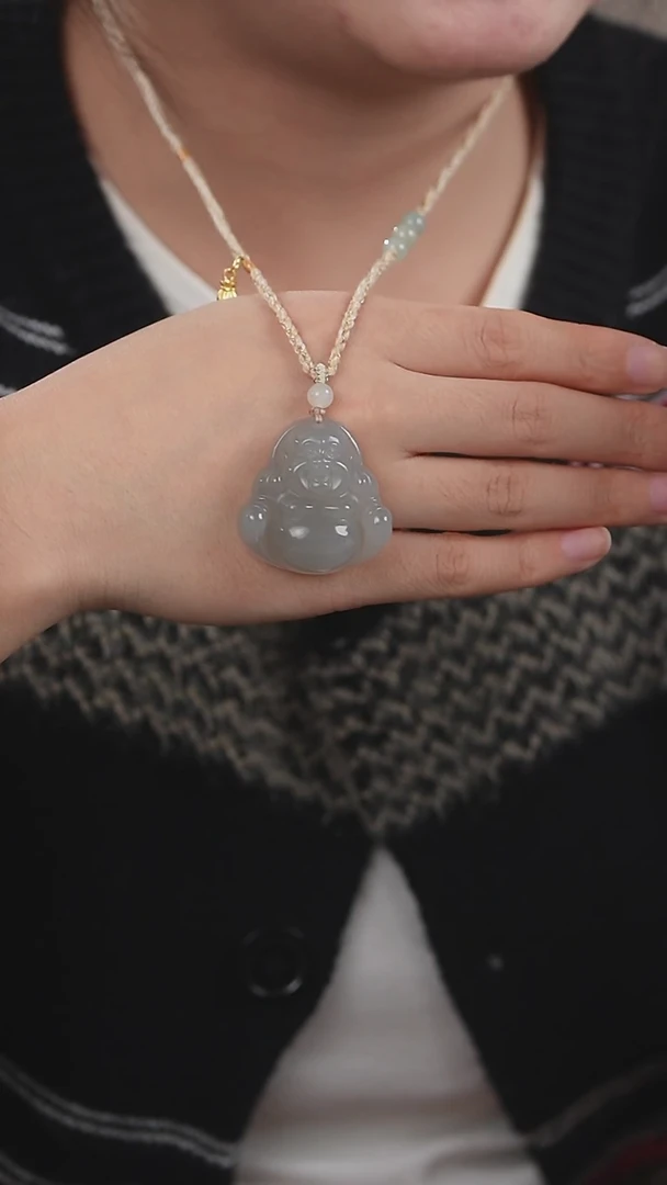 颈饰未镶嵌和田玉新疆皮山烟紫佛公吊坠多样性发一