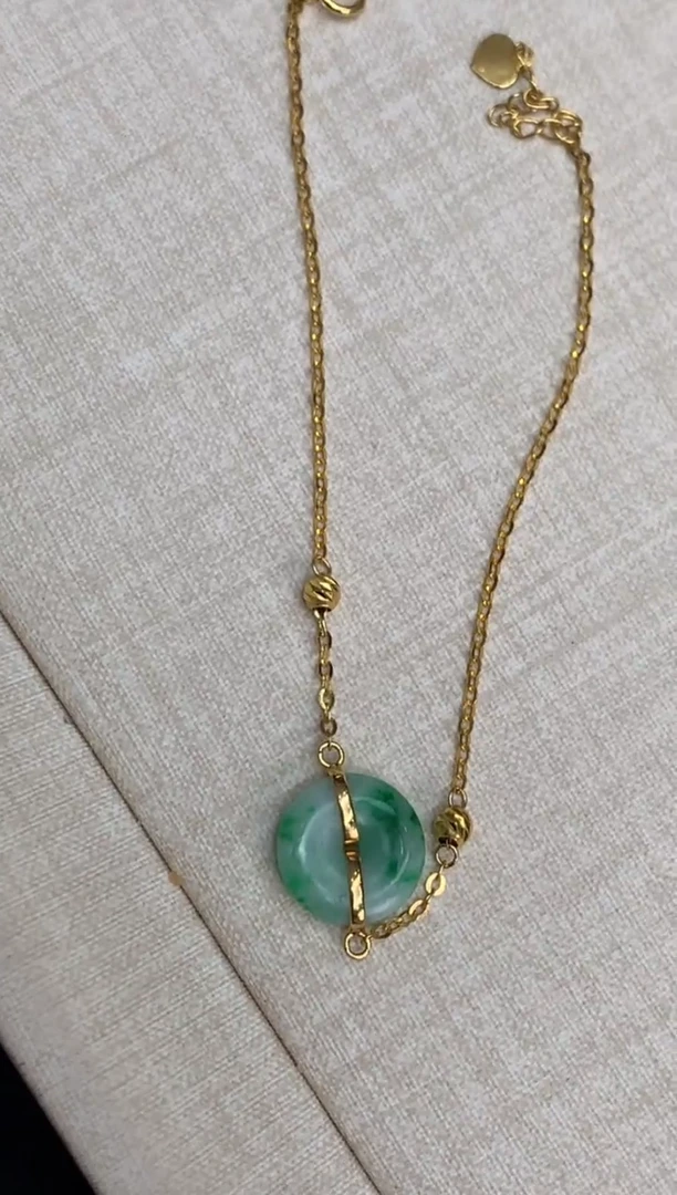 【闪购商品】翡翠手链18K金镶嵌手链