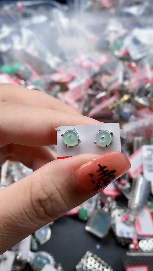 银S925镶嵌戒指翡翠天然A货缅甸翡翠