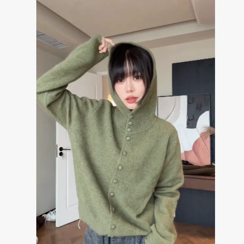 【绵绵奶酥】羊毛浣熊羊驼毛衣气质时尚百搭连帽套头针织衫女