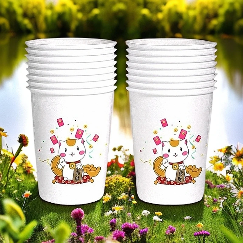 卡通可爱图案一次性商用儿童家用办公杯子水杯茶杯随机图案200只