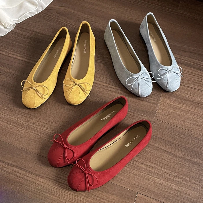 圆头浅口一脚蹬单鞋公主豆豆鞋平底鞋舒适大码软底百搭夏季休闲