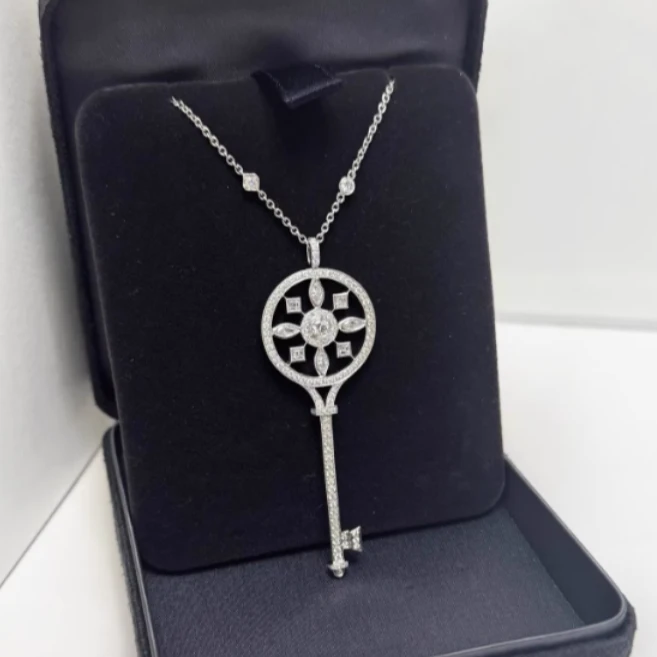 99新 Tiffany & Co./蒂芙尼 小花柳 大号20钻链条万花筒项链白金