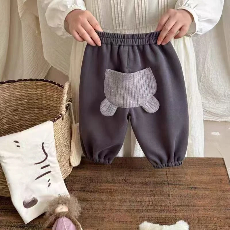 儿童新款秋冬季加厚卫裤休闲宝宝卡通裤子百搭婴幼儿冬季加绒PP裤
