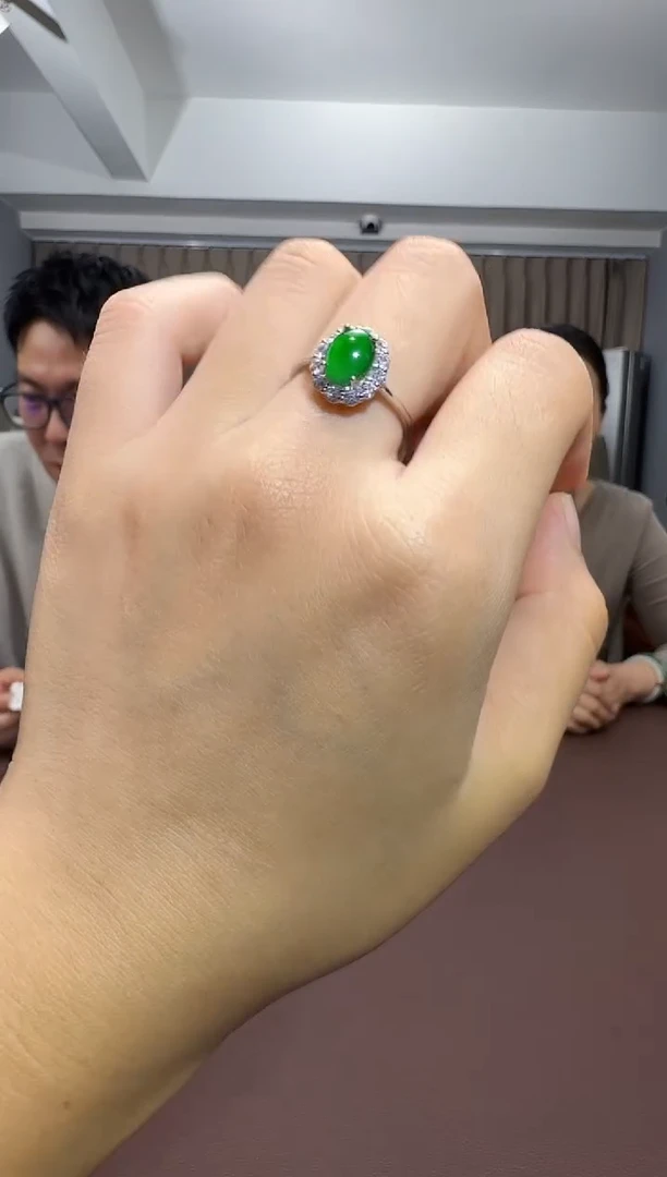 银S925镶嵌戒指翡翠4-575-10.8多样性拍一发一