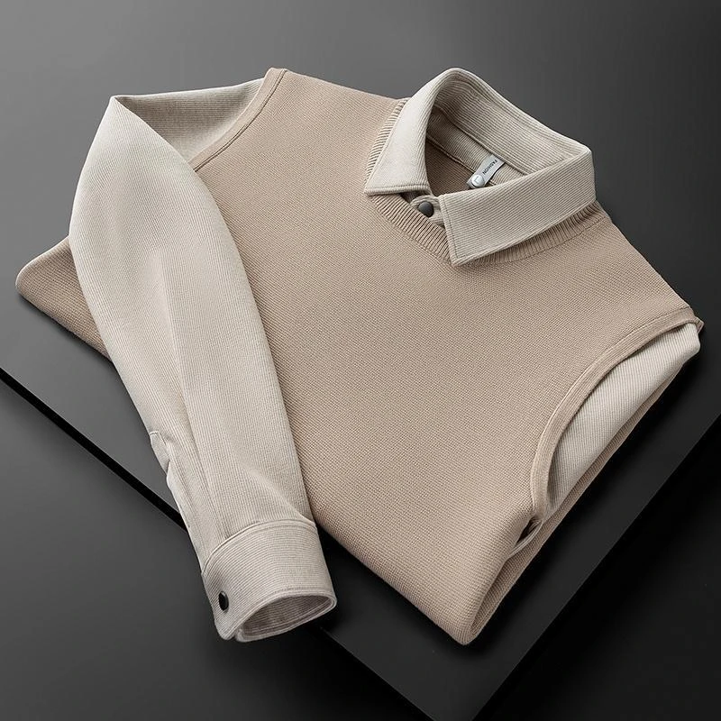 2XL集合轻奢假两件毛衣针织衫男毛衣秋冬毛线衣内搭