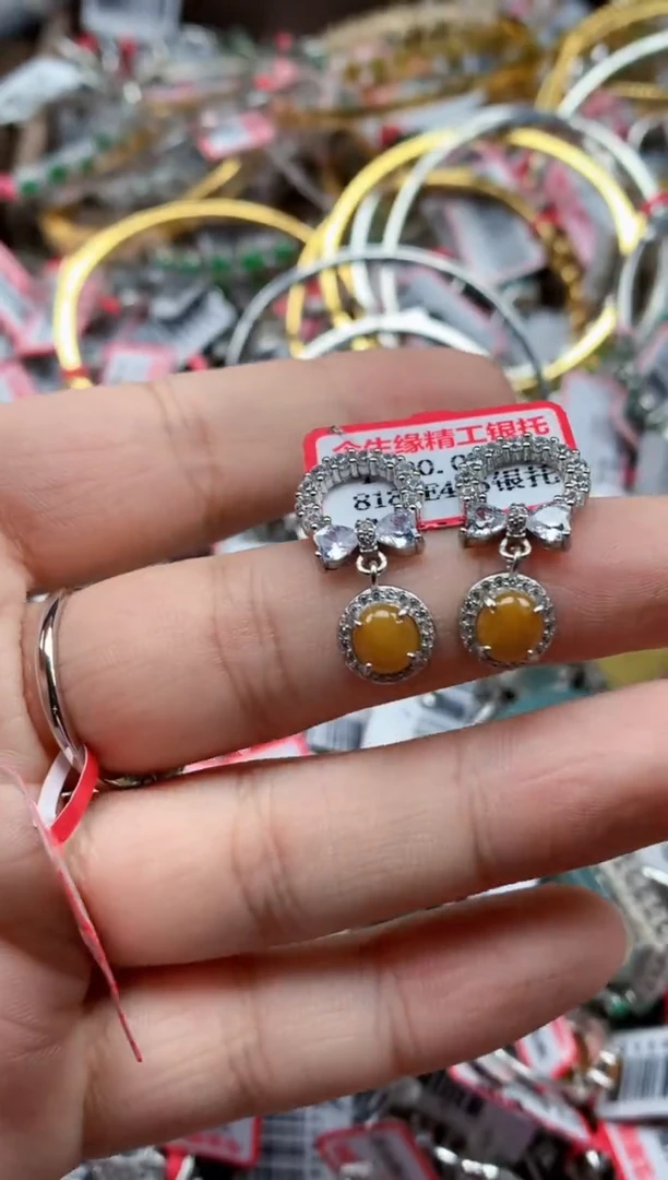 银S925镶嵌戒指翡翠天然A货缅甸翡翠