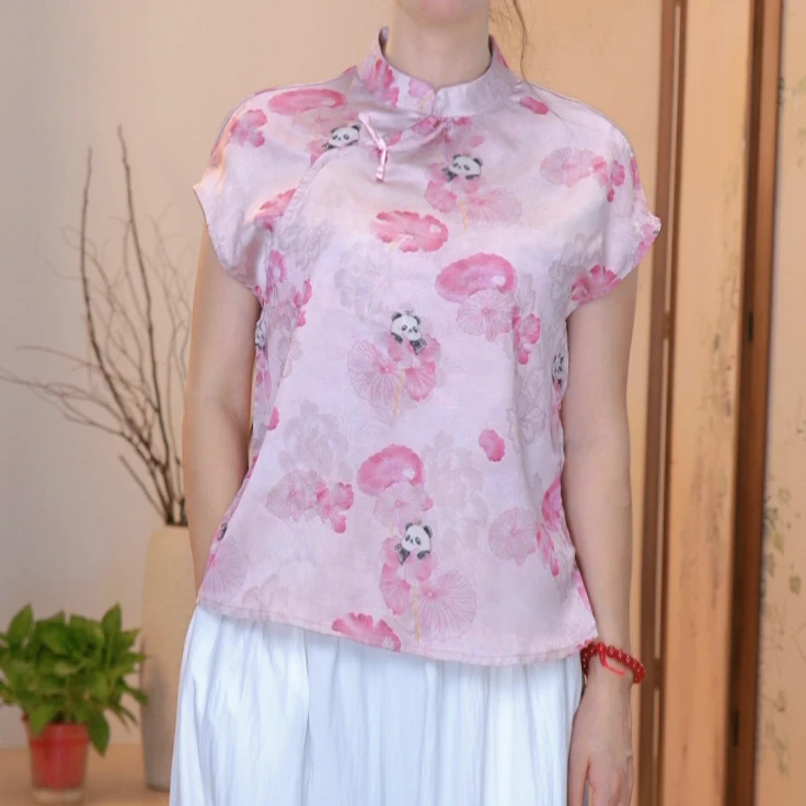 【采荷】  2025年春夏款新款粉色荷叶新中式斜门襟-3