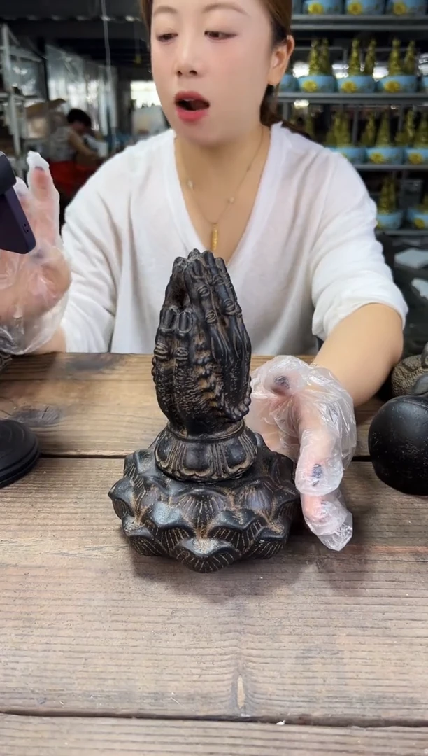 陶土丨求佛手+莲蓬实心底座