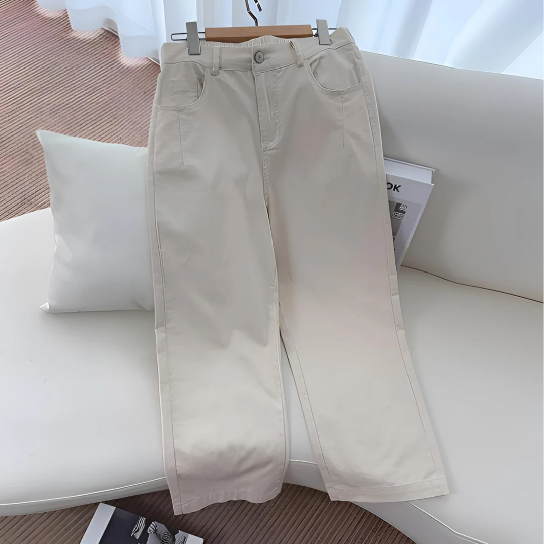 白色纯棉牛仔裤女夏季薄款高腰显瘦八分小个子休闲百搭阔腿直筒裤