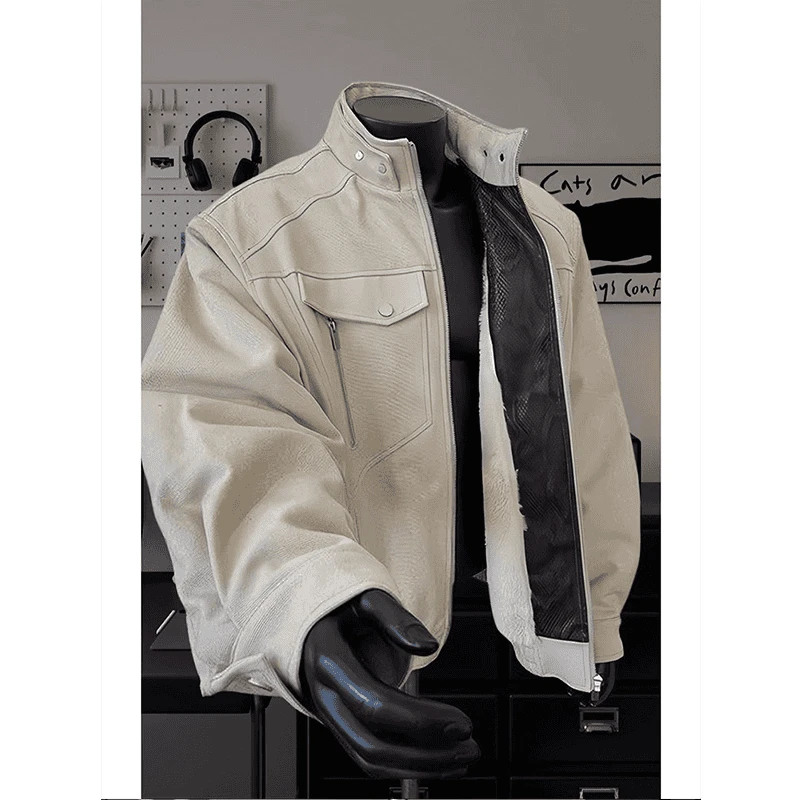 蛇年座山蟒棉服外套男冬季加绒加厚工装夹克美式复古立领短款棉衣