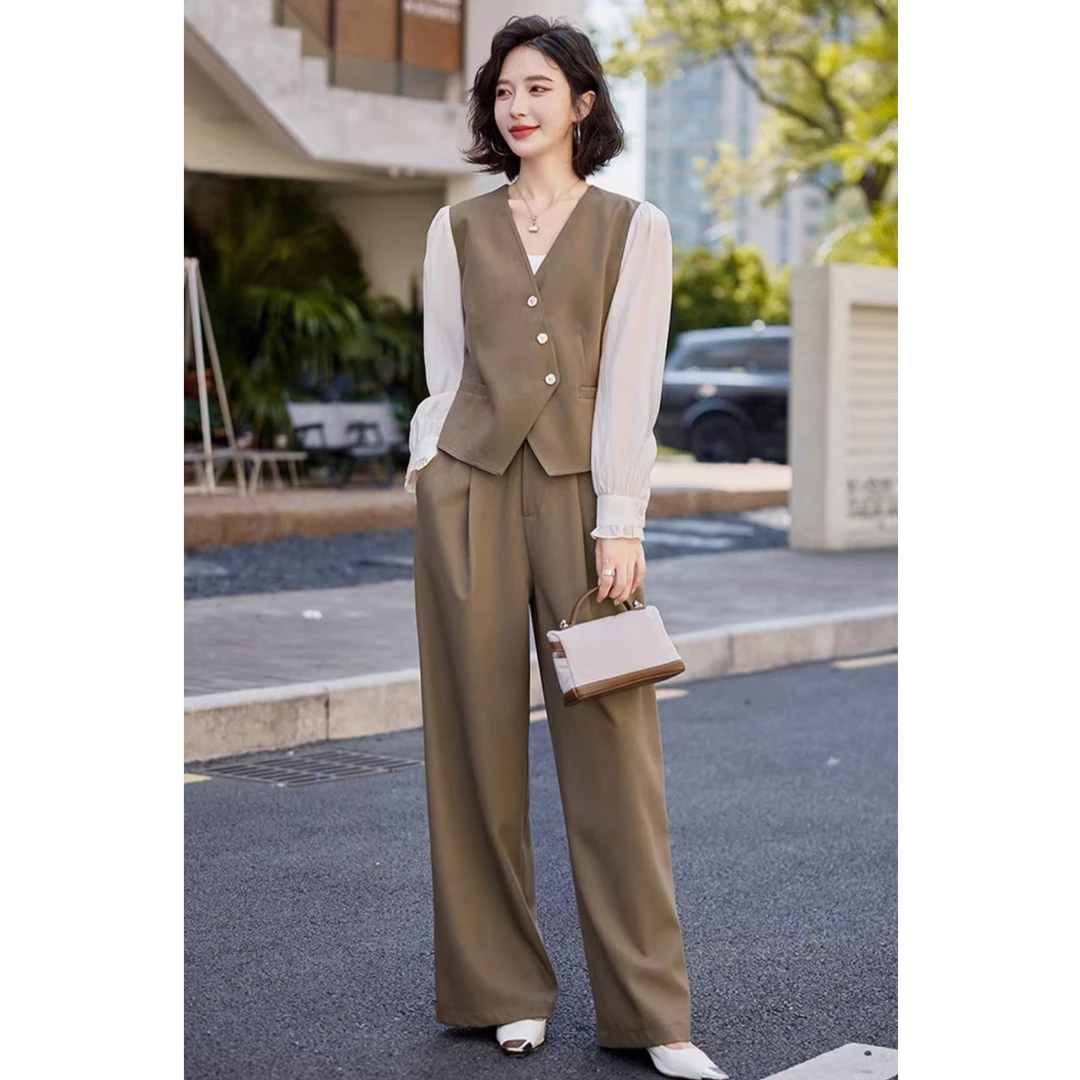 新款设计感洋气修身撞色拼接两件套TA117