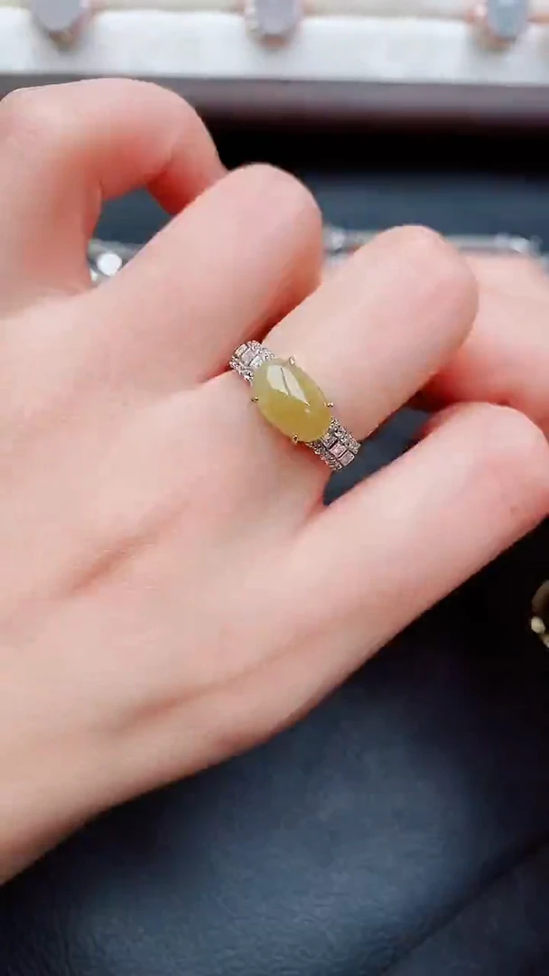 银S925镶嵌戒指翡翠...