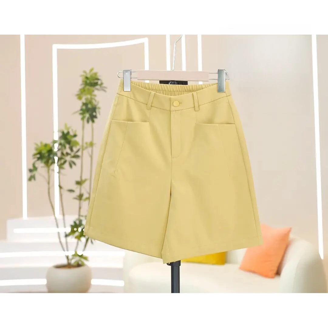 【超钛棉】夏季新款宽松A版薄款高腰休闲百搭简约纯色五分短裤-2530