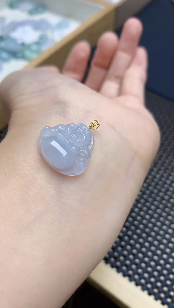 颈饰18K金镶嵌翡翠天然缅甸A货翡翠