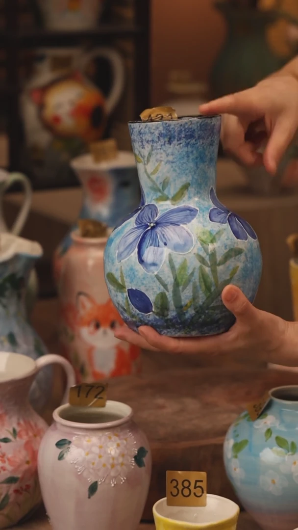 陶瓷431景德镇设计师手作花器摆件侘寂风