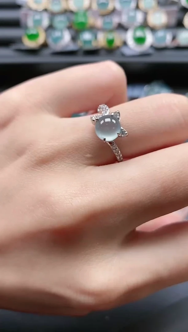 【闪购商品】翡翠戒指银S925镶嵌5151-3