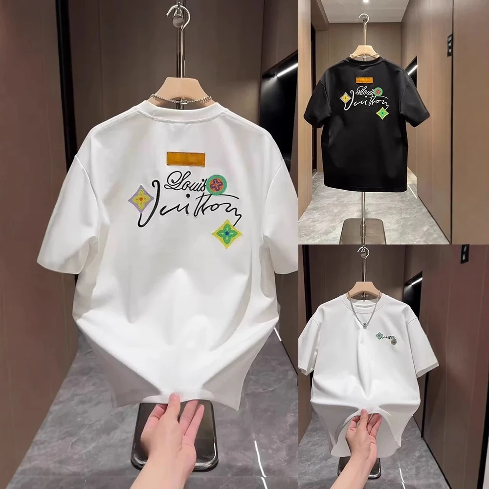 时尚轻奢短袖男夏季简约字母印花纯棉T恤ins网红超火同款情侣体恤