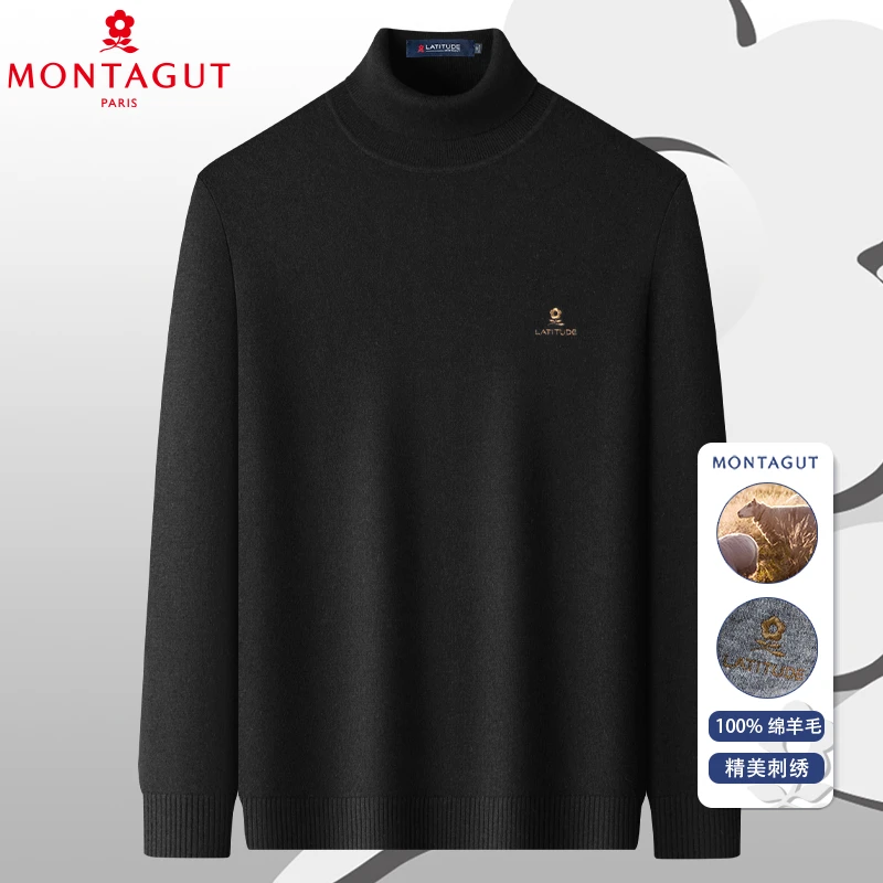 梦特娇【100%绵羊毛】冬季男士加厚保针织暖羊毛衫加厚高领毛衣