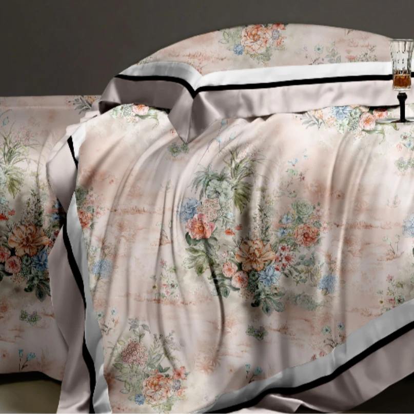 N4301 天空之上-桔(059桔)  铂金AA双人200*230被套田园轻奢