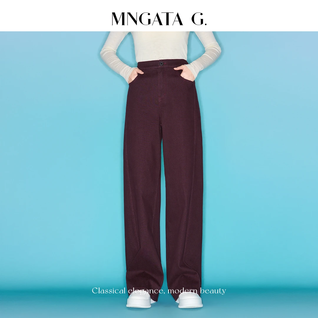 MNGATA G.宫小妍【温里】加绒高腰弯刀裤阔腿显瘦百搭长裤5102452