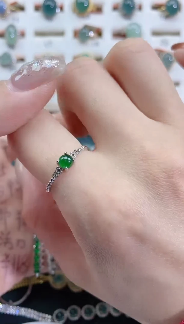 银S925镶嵌戒指翡翠天然翡翠