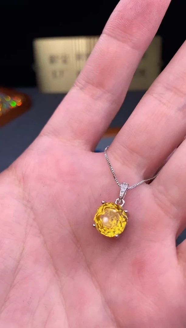 银S925镶嵌颈饰黄晶3524