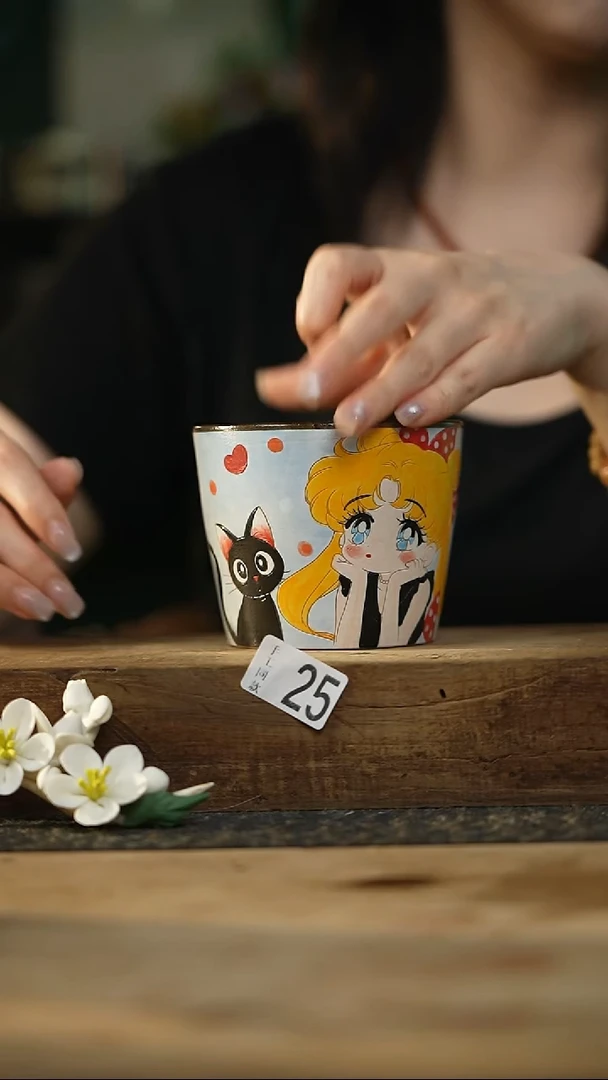 设计师手作款 手绘手握杯